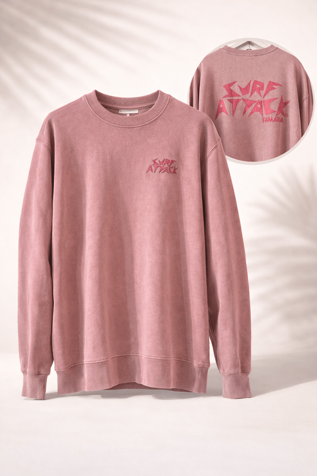 Light grey Original Surf Attack Sweatshirt with embroidered logo and crewneck design