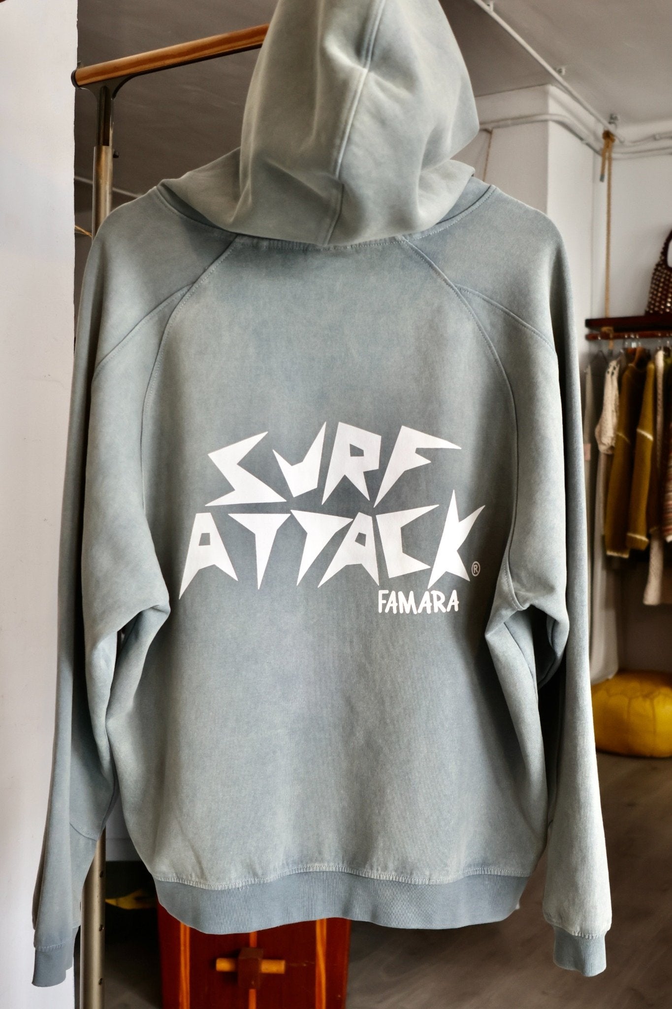 Grey Logo Hoodie - Surf Attack Famara – Surf Lessons & Surf Shop Lanzarote
