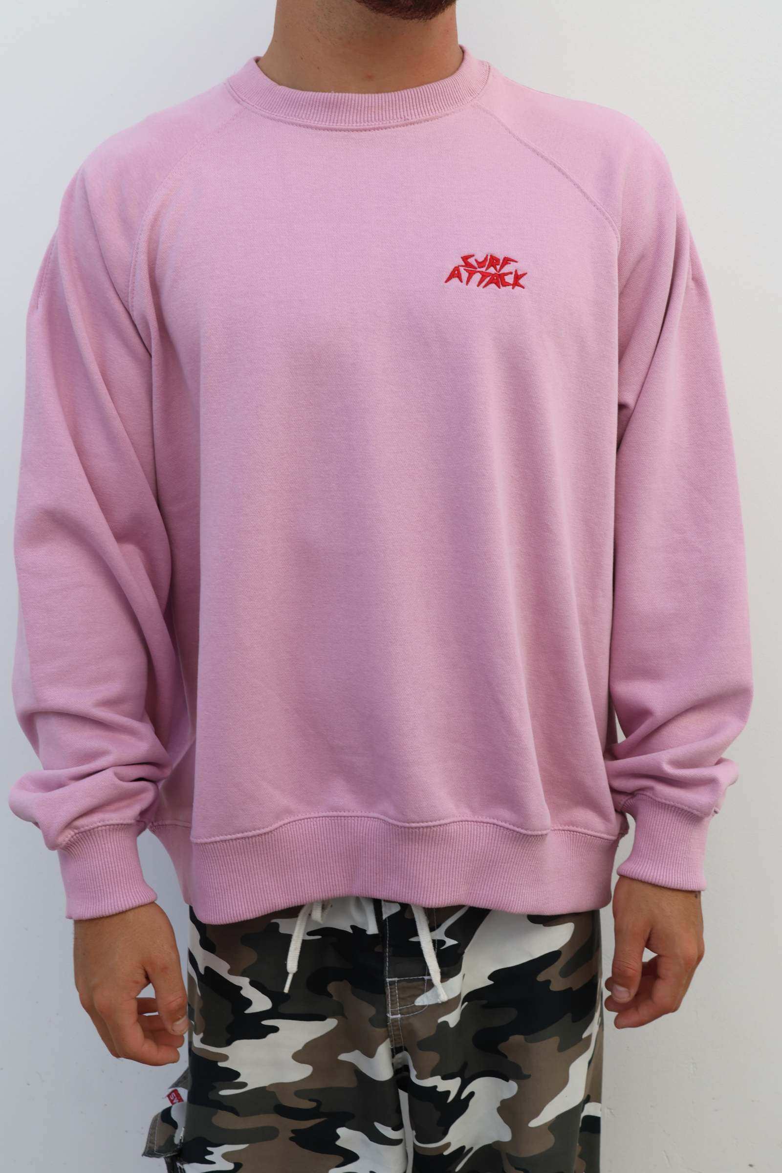 Light grey Surf Attack Sweatshirts with embroidered logo and soft cotton blend fabric