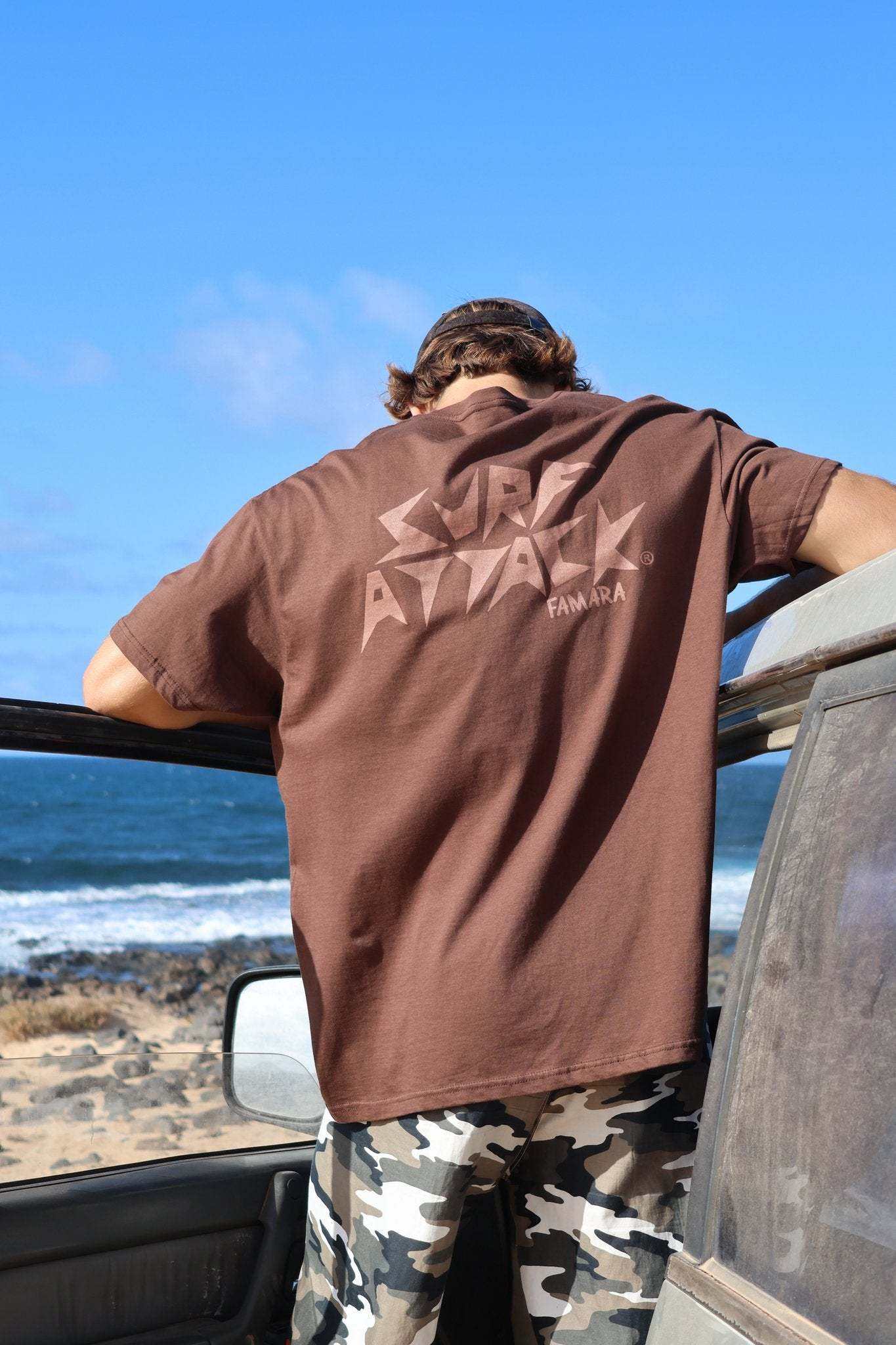 Original Surf Attack T-Shirts with vintage wash and tone-on-tone logo in modern relaxed fit