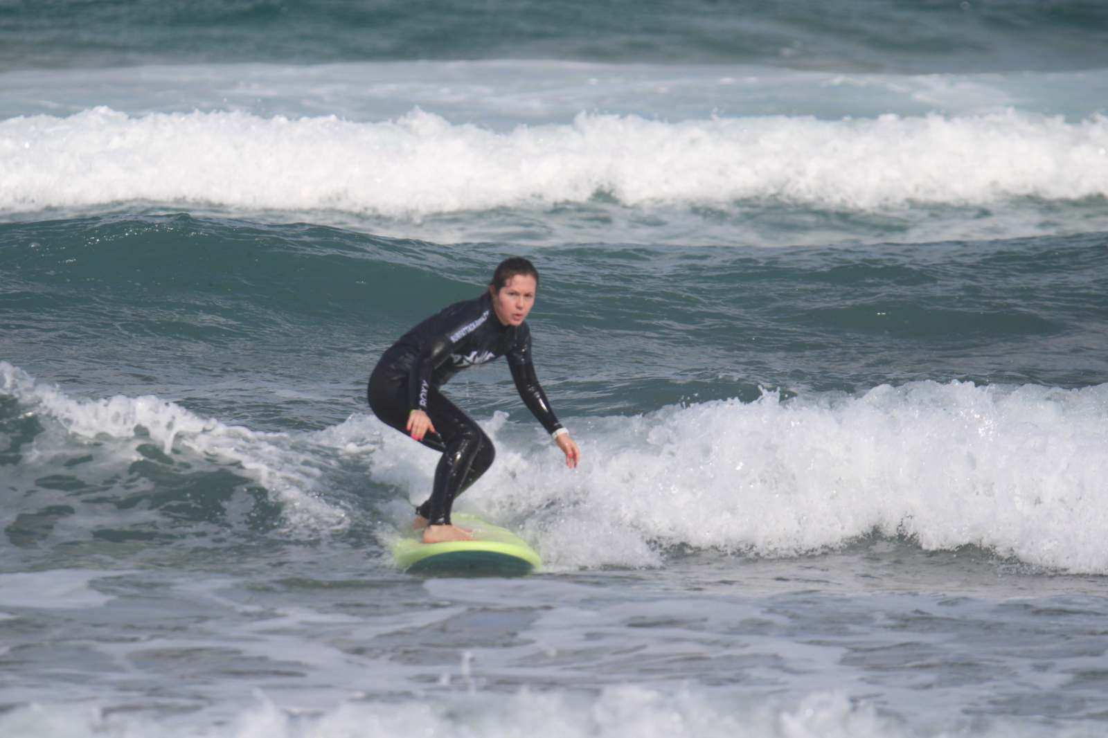 Group of surfers receiving 1-day surf course lessons at Famara Beach, Lanzarote