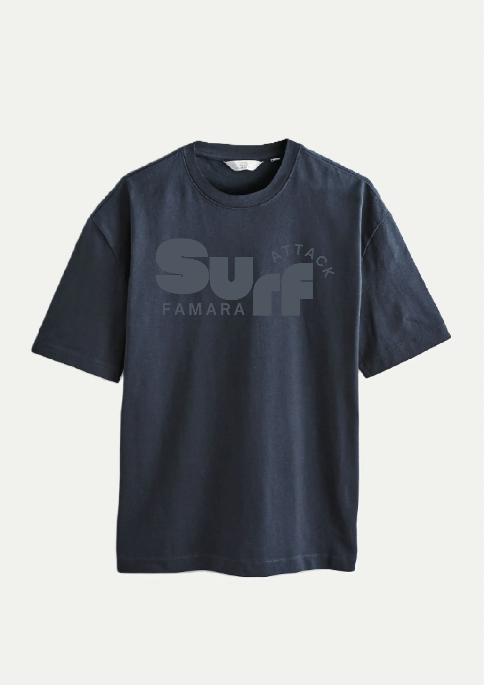 Original Surf Attack T-Shirt navy blue with subtle vintage wash and tone-on-tone Surf Attack Famara logo